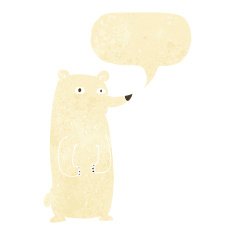 funny cartoon polar bear with speech bubble N3