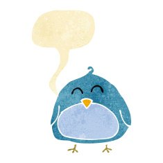 funny cartoon bird with speech bubble N3