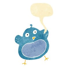 cartoon fat bird with speech bubble N3