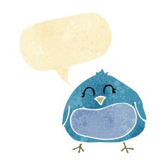 cartoon fat bird with speech bubble N4