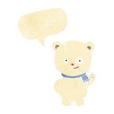 cute cartoon polar bear waving with speech bubble