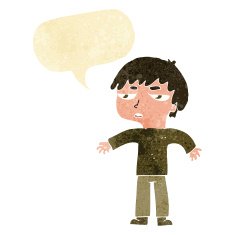 cartoon annoyed boy with speech bubble N5