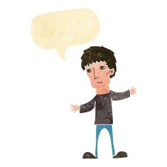 cartoon worried man with speech bubble N15