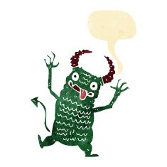 cartoon demon with speech bubble N2