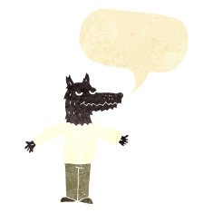 cartoon wolf with speech bubble N3