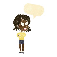 cartoon surprised woman with speech bubble N22