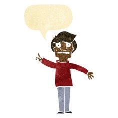 cartoon man asking question with speech bubble N8