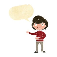 cartoon happy person with speech bubble N4
