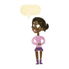 cartoon girl talking with speech bubble