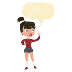 cartoon attractive girl with idea speech bubble N2