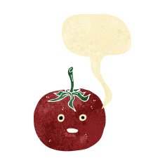cartoon tomato with speech bubble N3