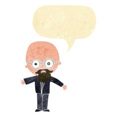 cartoon genius scientist with speech bubble N2