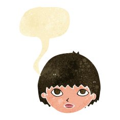 cartoon girl staring with speech bubble N2