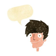 cartoon smiling man with speech bubble N4