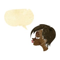 cartoon pretty woman with speech bubble N25