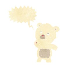 cartoon curious polar bear with speech bubble