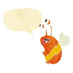 cartoon funny bee with speech bubble N2