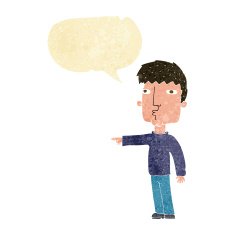 cartoon pointing man with speech bubble N11