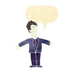 cartoon vampire man with open arms speech bubble N2