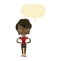 cartoon woman with hands on hips speech bubble N19