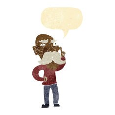 cartoon annoyed old man with speech bubble N7