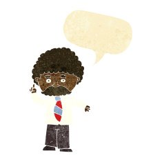 cartoon teacher with speech bubble