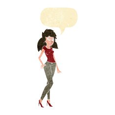 cartoon pretty woman with speech bubble N26