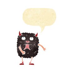 funny cartoon monster with speech bubble N4