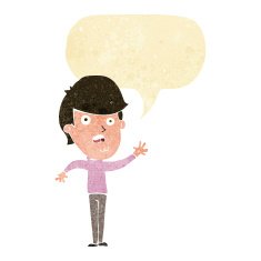 cartoon unhappy boy with speech bubble N3