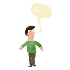cartoon surprised man with speech bubble N6