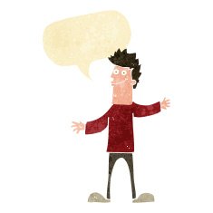 cartoon happy man with speech bubble N35