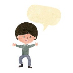 cartoon boy panicking with speech bubble N3