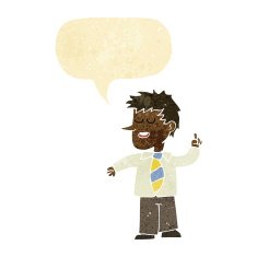 cartoon man with good idea speech bubble N2