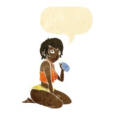 cartoon sexy gym girl with speech bubble