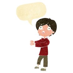 cartoon shocked boy with speech bubble N4
