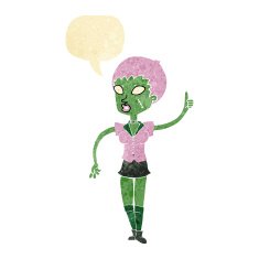 cartoon halloween girl with speech bubble N3
