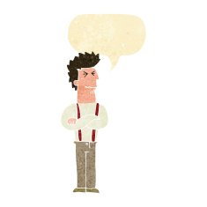 cartoon annoyed man with speech bubble N10