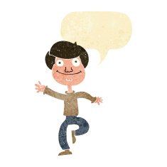 cartoon dancing man with speech bubble N4