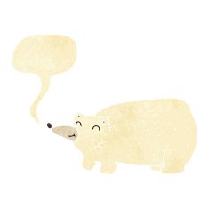 funny cartoon polar bear with speech bubble N4