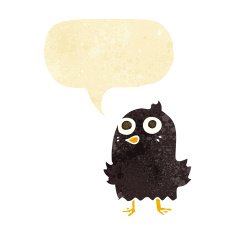 funny cartoon bird with speech bubble N5