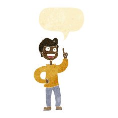 cartoon boy with great idea speech bubble