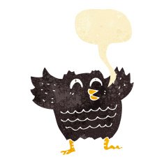 cartoon black bird with speech bubble N2