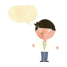 cartoon man in casual jacket with speech bubble N2