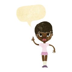 cartoon girl with idea speech bubble N3