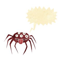 cartoon gross halloween spider with speech bubble N4
