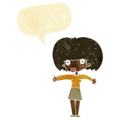 cartoon woman giving thumbs up symbol with speech bubble N5