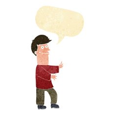 cartoon man gesturing with speech bubble N2