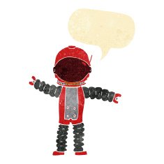 cartoon astronaut with speech bubble N9