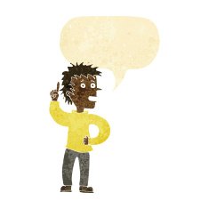 cartoon boy with idea speech bubble N16