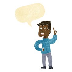cartoon boy with idea speech bubble N17